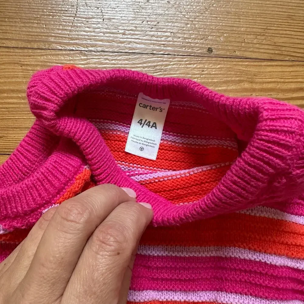 Carter's‎ pink orange striped knit tank dress SIZE 4